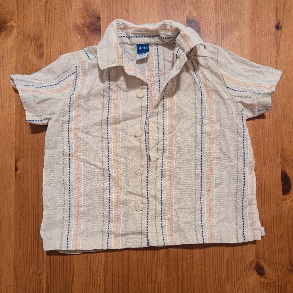 $1 Bundle Deal 🌟 Old Navy Kids Button Down Shirt With Pinkine Stripes.
